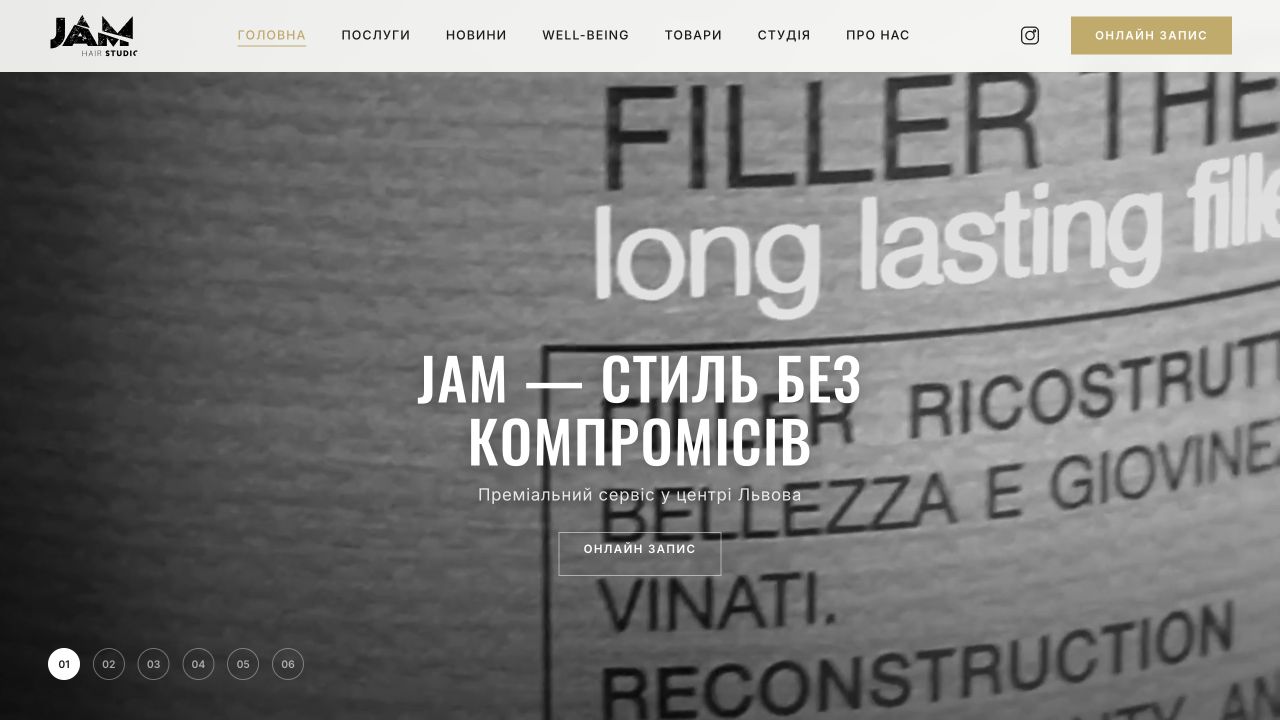 JAM Hair Studio website homepage